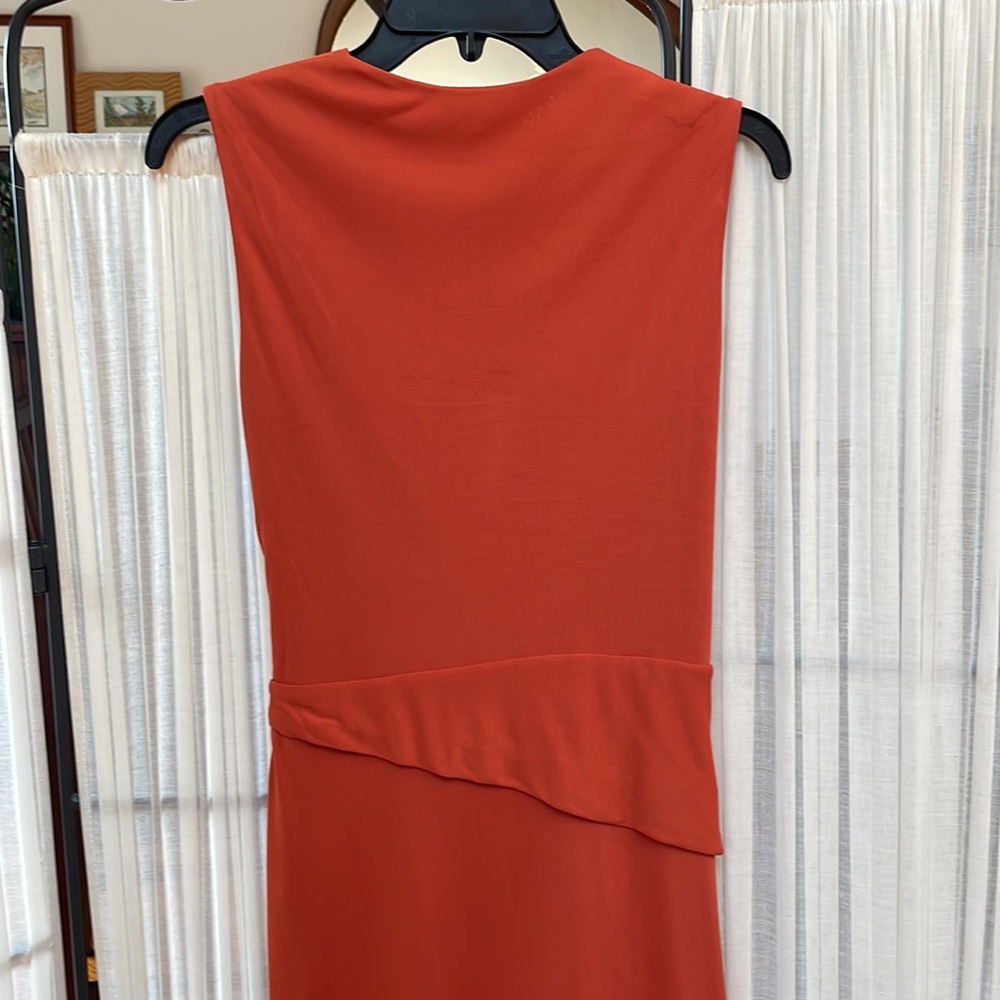 Salvatore Ferragamo Burnt Orange V Neck Midi Dress - Picture 9 of 11